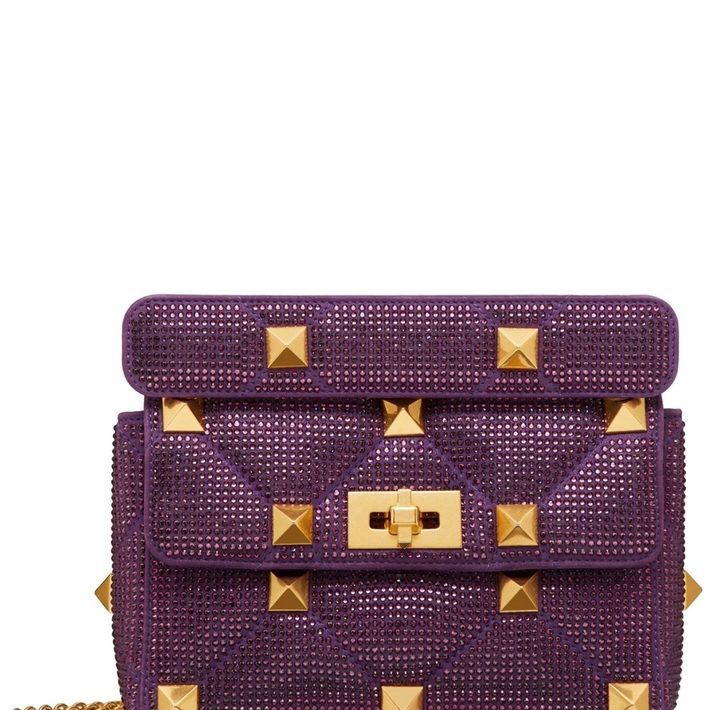 Rare Stunning Valentino Rockstud Shoulder Bag Purple Shoulder Bags, like New - Picture 8 of 13